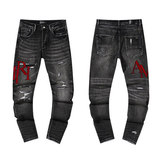 Amiri Jeans Red Side Logo