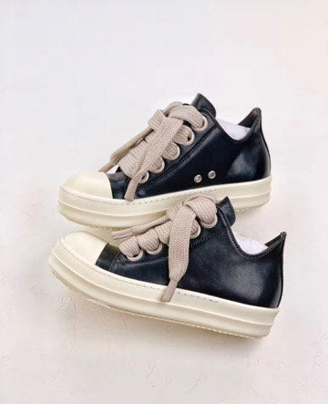 Rick Owens Black Laced Low Top Sneakers