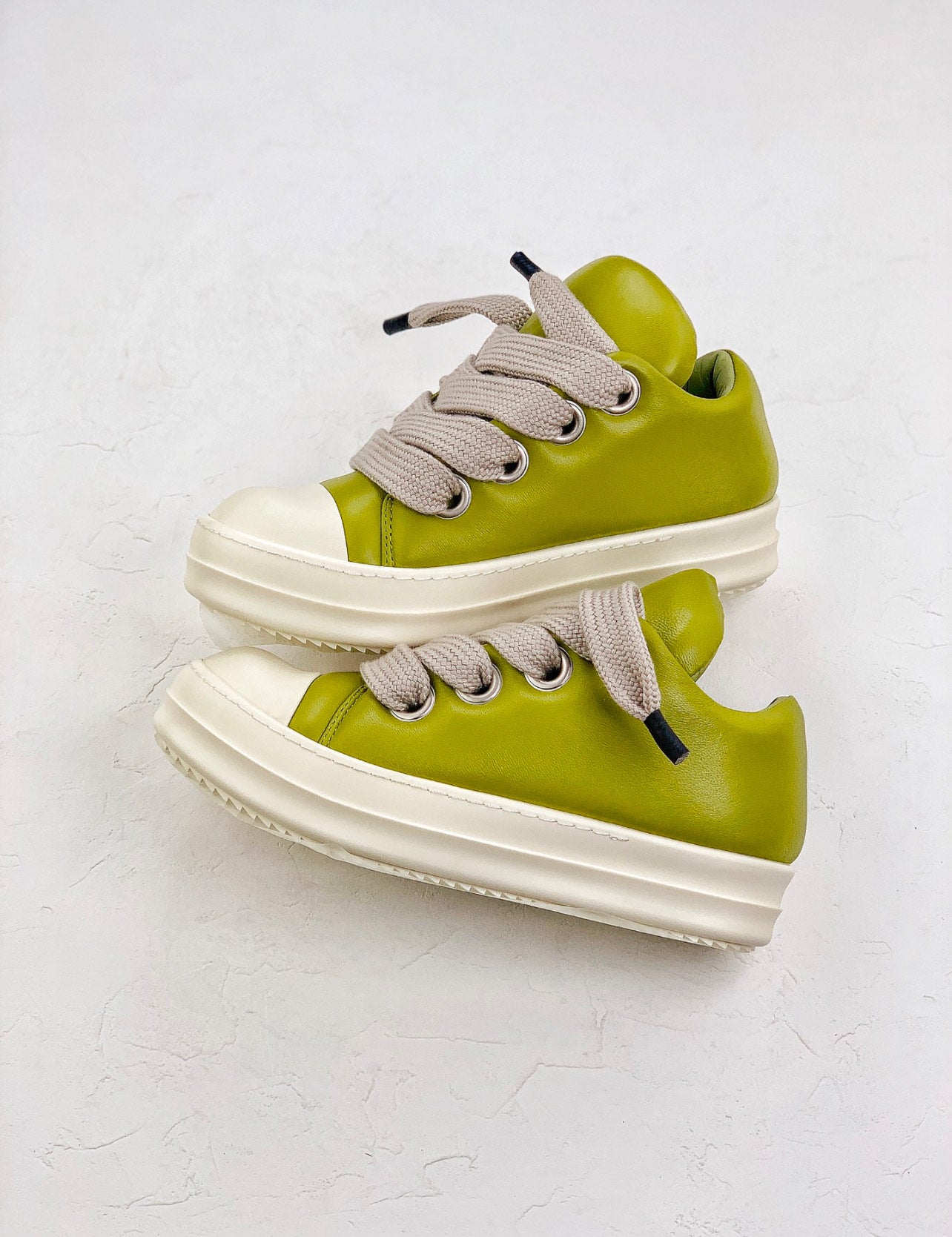 Rick Owens Green Jumbo Laced Low Top Sneakers