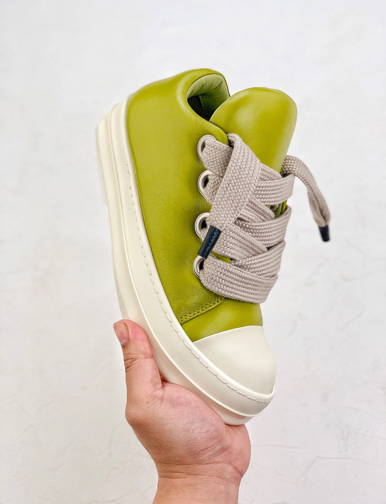 Rick Owens Green Jumbo Laced Low Top Sneakers