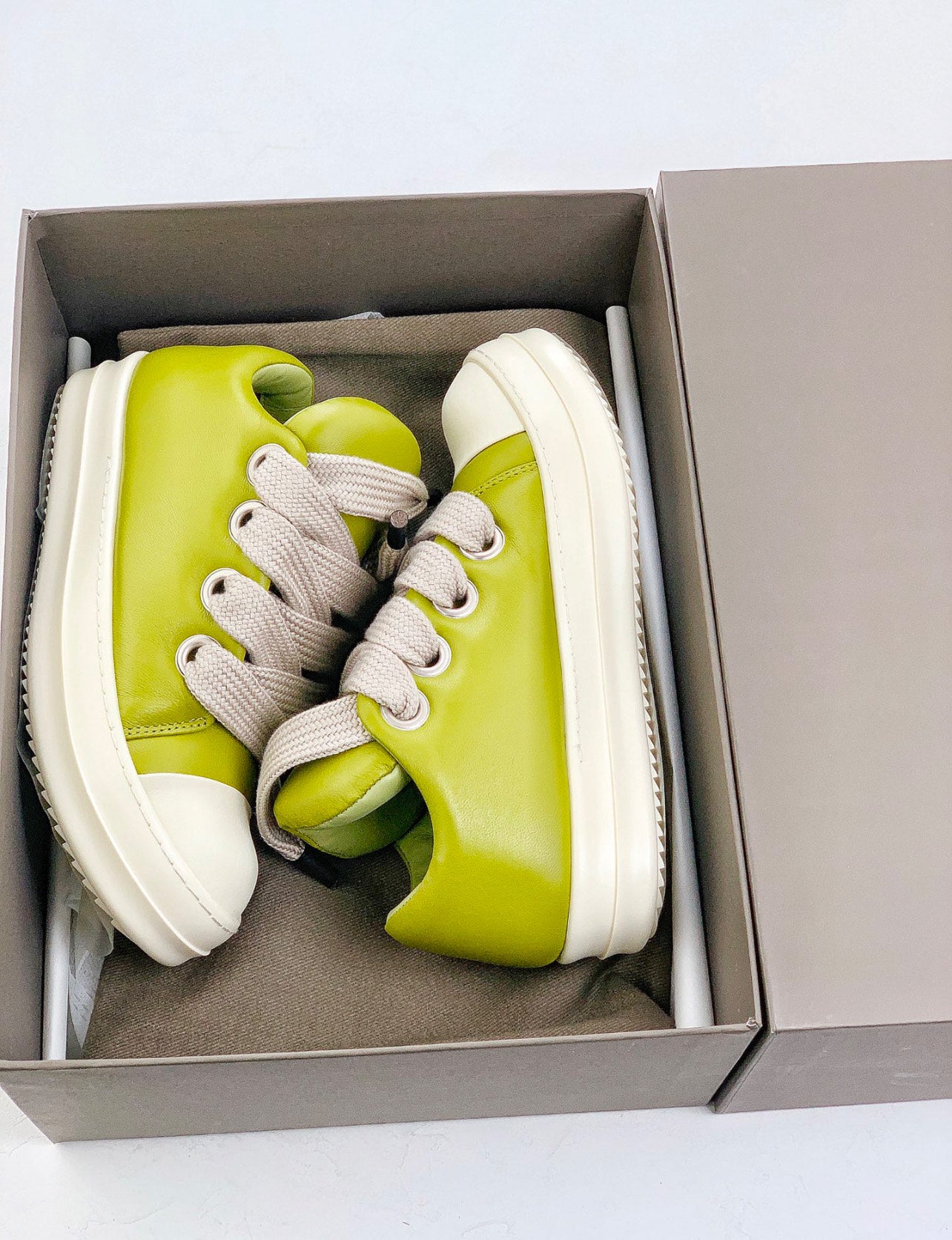 Rick Owens Green Jumbo Laced Low Top Sneakers