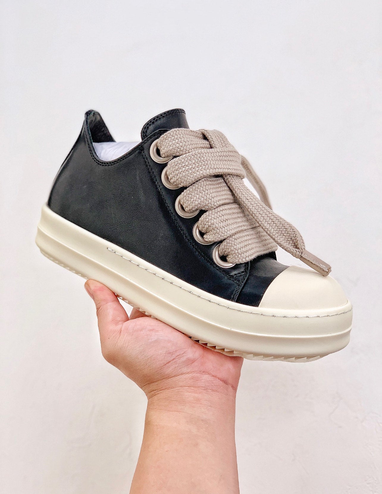 Rick Owens Black Laced Low Top Sneakers